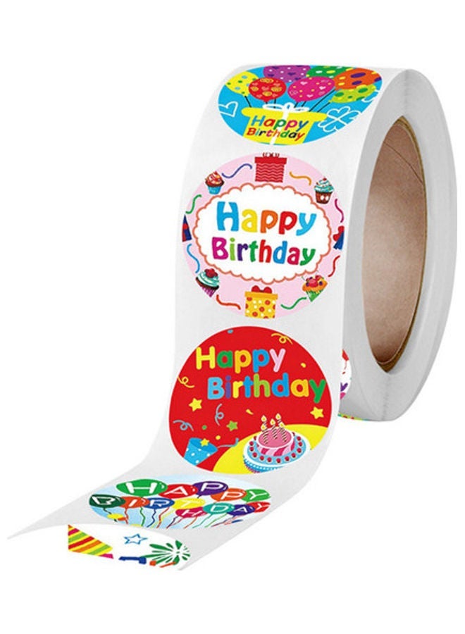 Round Shape Happy Birthday Day Sticker Roll Multicolour - Image 1