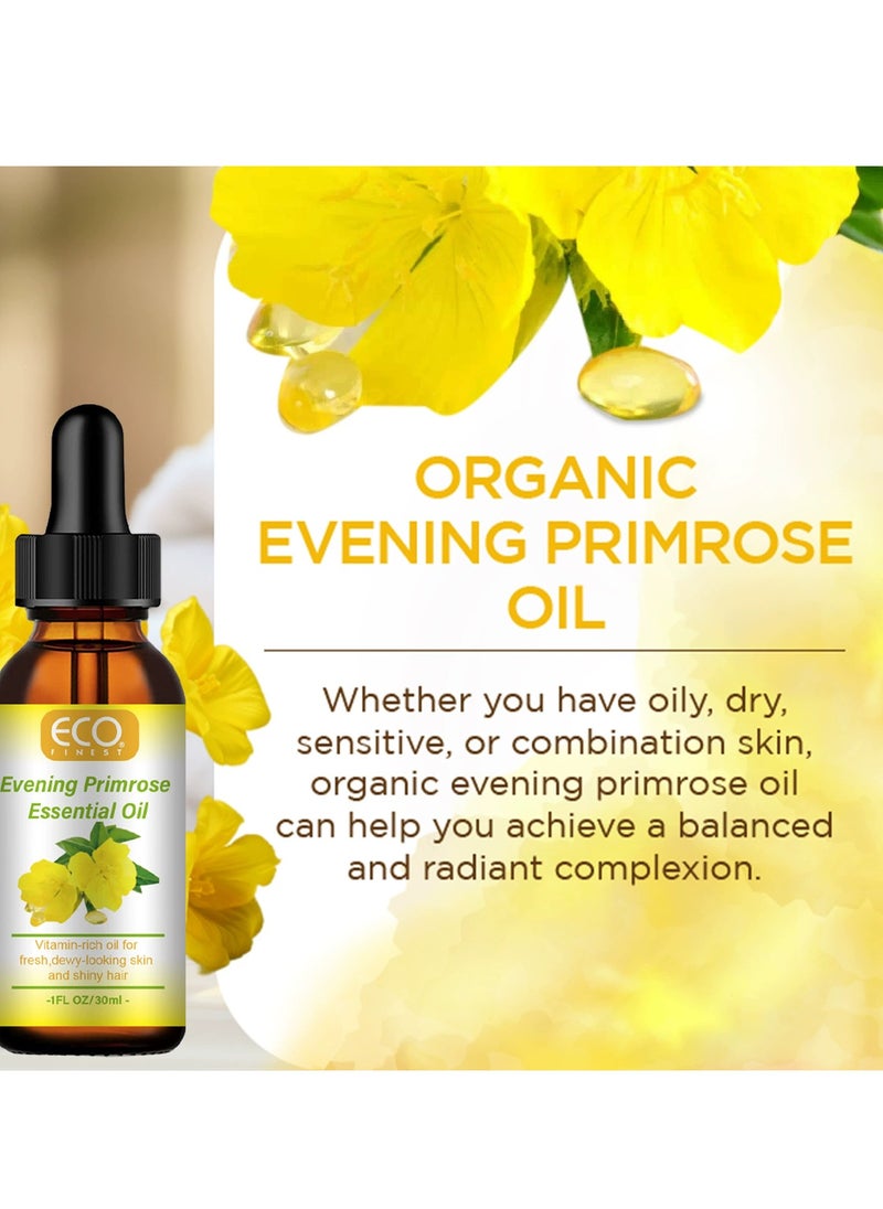 ECO - Organic Evening Primrose Oil for Face, with Vitamin C , Deep Hydration, Anti-Aging, Reduces Fine Lines and Wrinkles, Improves Skin and Hair 30ml - Image 1