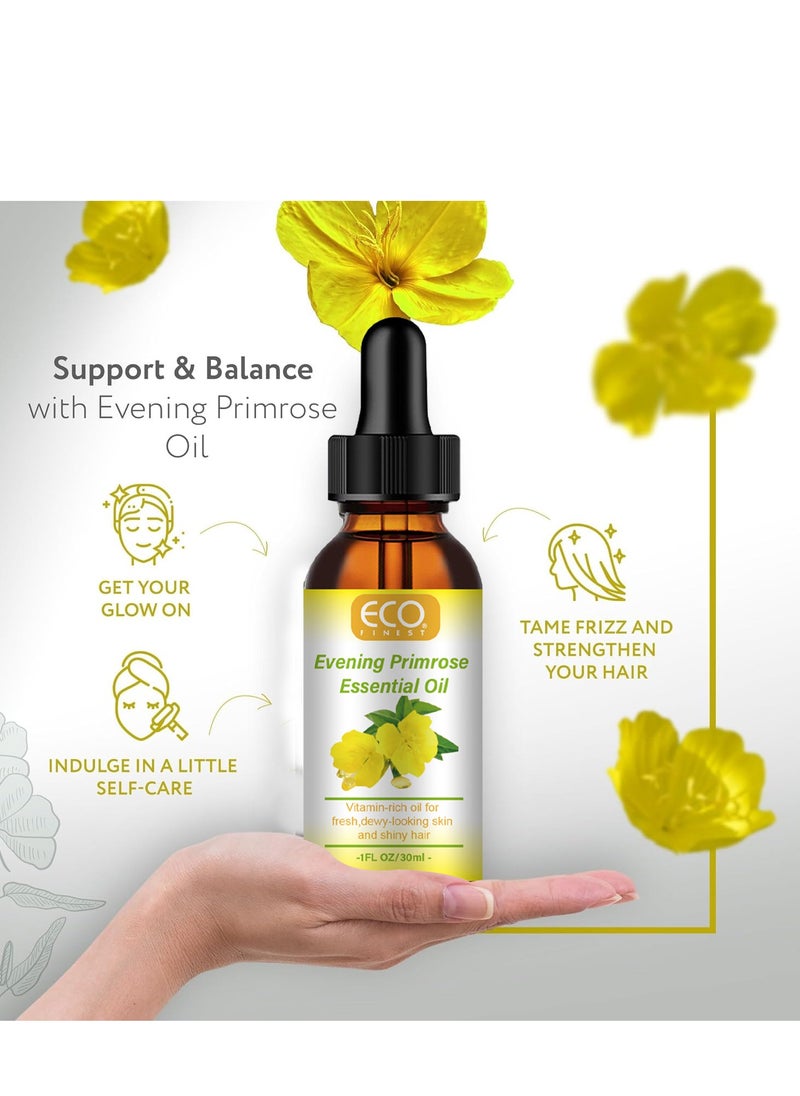 ECO - Organic Evening Primrose Oil for Face, with Vitamin C , Deep Hydration, Anti-Aging, Reduces Fine Lines and Wrinkles, Improves Skin and Hair 30ml - Image 1