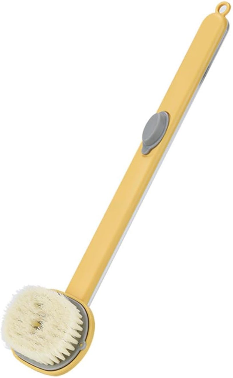 PRIME SHOP Long Handle Bath Brush with Liquid Reservoir, Soft Micro Bristles, Dead Skin Removal, Blood Circulation, Muscle Relaxation, Tension Relief