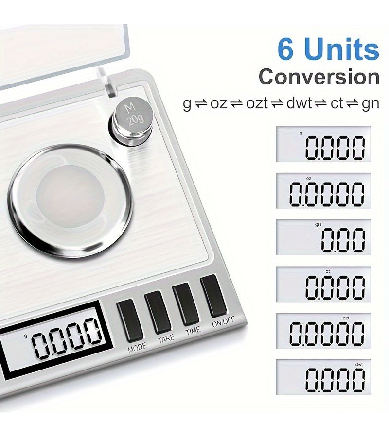 High Precision Milligram Scale 0.001g 50g Capacity Powder Jewelry Gold Tare - Image 3