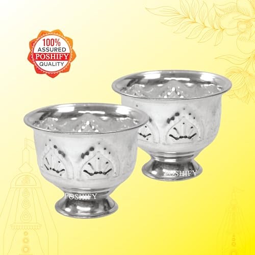 POSHIFY German Silver Bowl Pack of 2, Puja Bowls, Pooja Room, Puja Samagri, Silverware, Temple Accessories, Prayer Room Decor, Diwali Gift, Wedding Gift, Puja Bowl Set, Pooja, Prayer - 1309 - Image 5