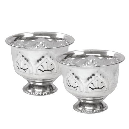 POSHIFY German Silver Bowl Pack of 2, Puja Bowls, Pooja Room, Puja Samagri, Silverware, Temple Accessories, Prayer Room Decor, Diwali Gift, Wedding Gift, Puja Bowl Set, Pooja, Prayer - 1309 - Image 1