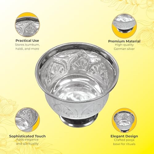 POSHIFY German Silver Bowl Pack of 2, Puja Bowls, Pooja Room, Puja Samagri, Silverware, Temple Accessories, Prayer Room Decor, Diwali Gift, Wedding Gift, Puja Bowl Set, Pooja, Prayer - 1309 - Image 4