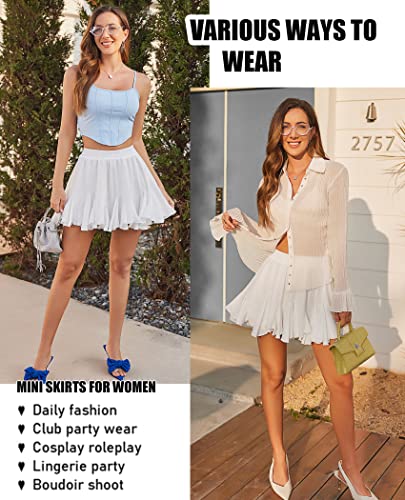 Avidlove Women's Pleated Skater Skirt Summer Vacation Outfits Boho Dresses (L, W) A-White - Image 4