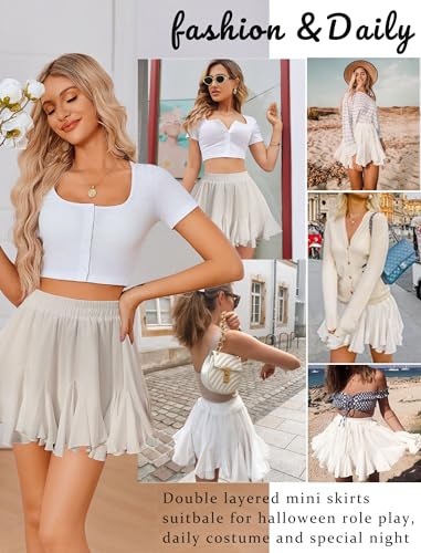 Avidlove Women's Pleated Skater Skirt Summer Vacation Outfits Boho Dresses (L, W) A-White - Image 3