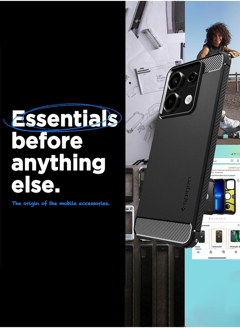 Spigen - Rugged Armor for Redmi Note 13 PRO 5G Case and Poco X6 5G Case Cover with Carbon Fiber Textures - Matte Black - Image 1