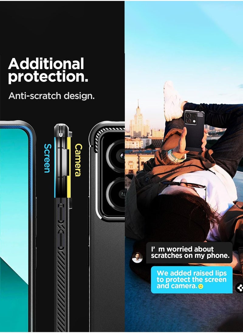 Spigen - Rugged Armor for Redmi Note 13 PRO 5G Case and Poco X6 5G Case Cover with Carbon Fiber Textures - Matte Black - Image 1