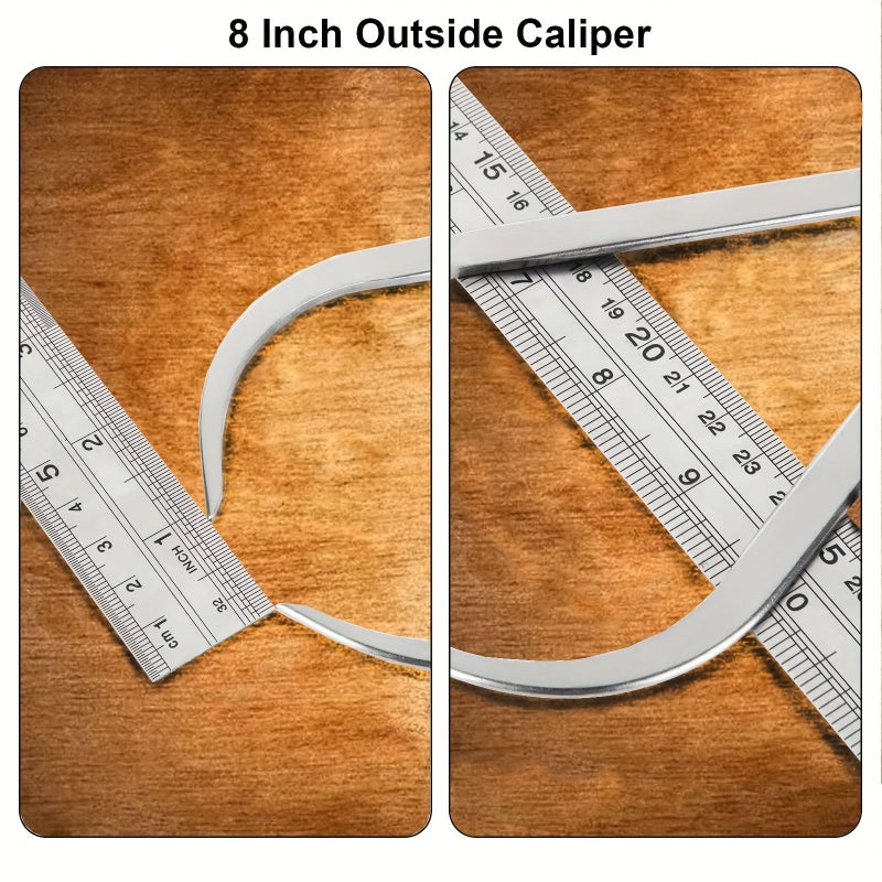 3 Piece 8 Inch Spring Caliper Set Internal Flat Leg Woodworking Gauge Tool - Image 5