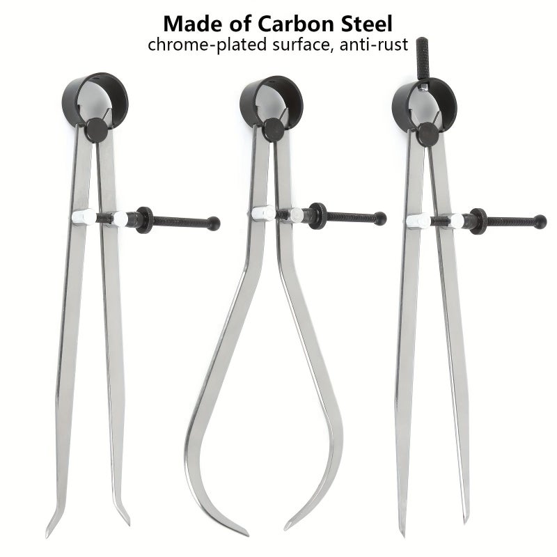 3 Piece 8 Inch Spring Caliper Set Internal Flat Leg Woodworking Gauge Tool - Image 4