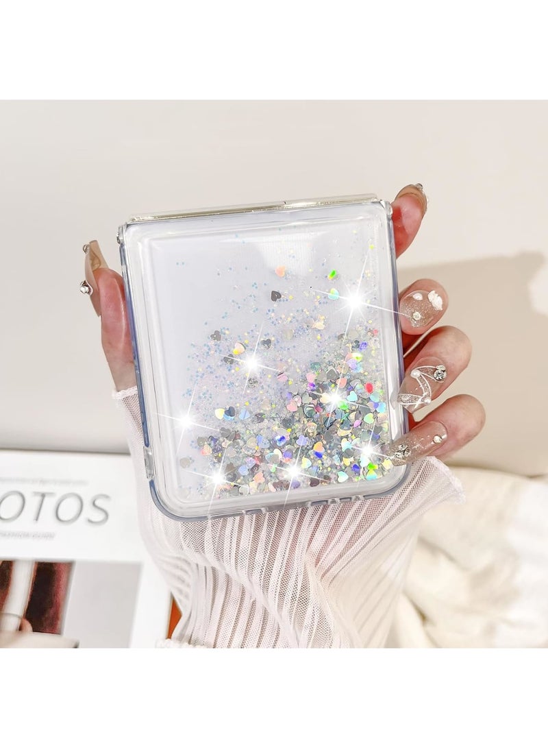 SOLARAE Case Clear, Compatible with Samsung Galaxy Z Flip 5 5G Case for Women Girly Soft TPU Slim Shockproof Protective Phone Case for Z Flip 5 5G 2023 - Glitter Gold - Image 5