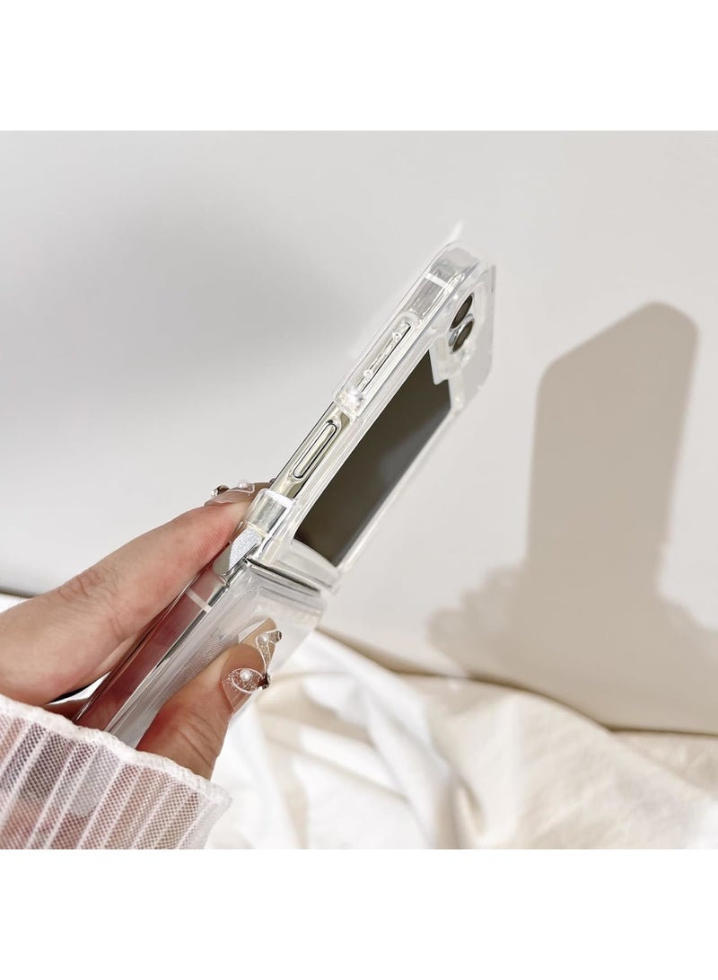 SOLARAE Case Clear, Compatible with Samsung Galaxy Z Flip 5 5G Case for Women Girly Soft TPU Slim Shockproof Protective Phone Case for Z Flip 5 5G 2023 - Glitter Gold - Image 2