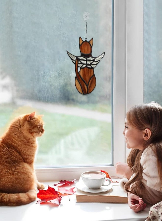 BOXCASA Angel Cat Memorial Gift Stained Glass,Stained Glass Window Hanging,Sympathy Gifts for Cat Lovers,Loss of Pet Sympathy Gift,Pet Memorial Gifts for Women - Image 2