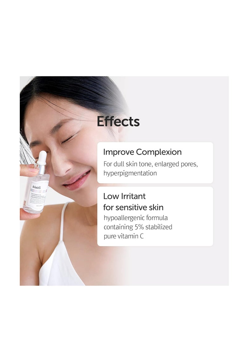 DearKlairs [DearKlairs] Freshly Juiced Vitamin Drop, 5% Hypoallergenic pure vitamin C serum, 35ml, 1.18oz | a potent skin rejuvenator, l ascorbic acid , antioxidant serum for face, korean skincare  - Image 2