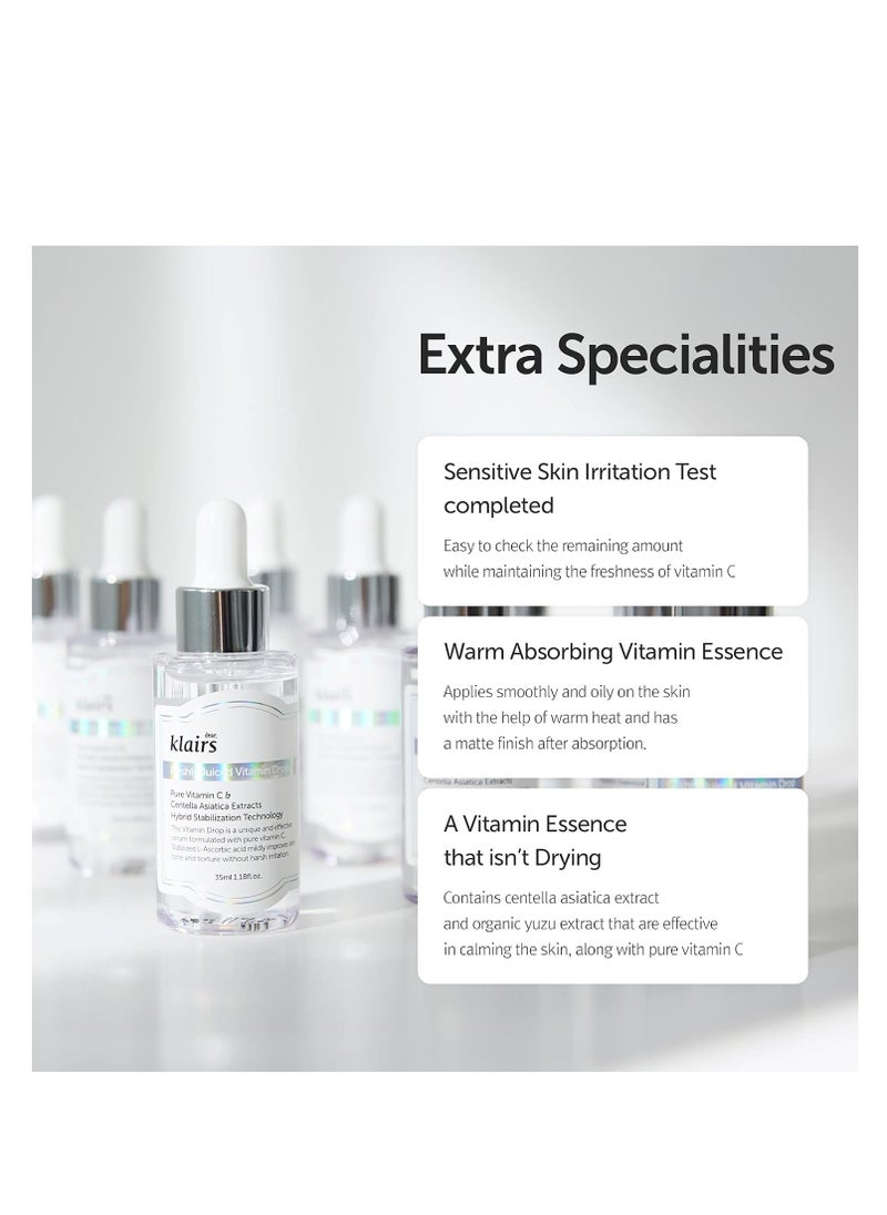 DearKlairs [DearKlairs] Freshly Juiced Vitamin Drop, 5% Hypoallergenic pure vitamin C serum, 35ml, 1.18oz | a potent skin rejuvenator, l ascorbic acid , antioxidant serum for face, korean skincare  - Image 3