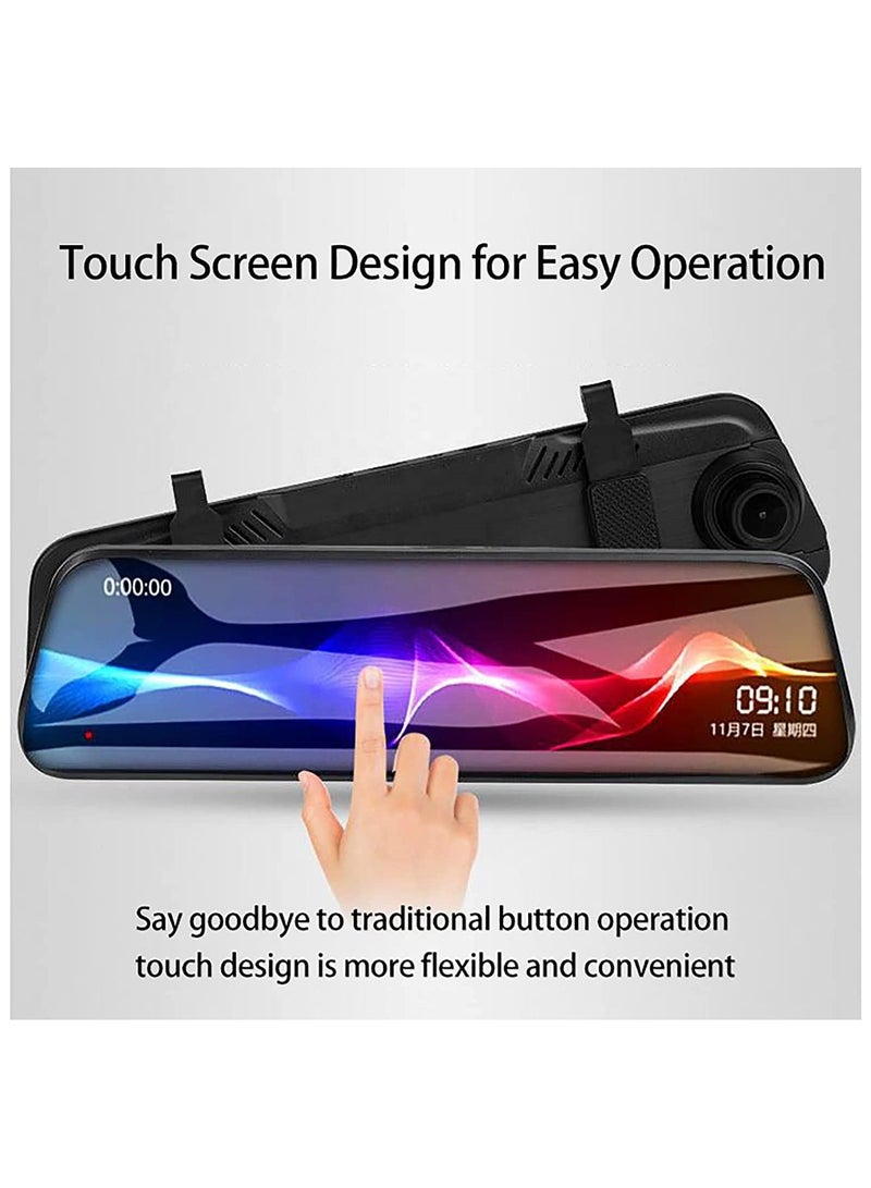 MOCOM 9.66 Inch Full HD Smart Rearview Mirror Dash Cam with Starlight Night Vision, 170° Wide Angle Dual Lens, Loop Recording, G-Sensor Collision Detection, Parking Monitor, 450mAh Battery, Seamless Driving Recorder for Cars & SUVs - Image 4
