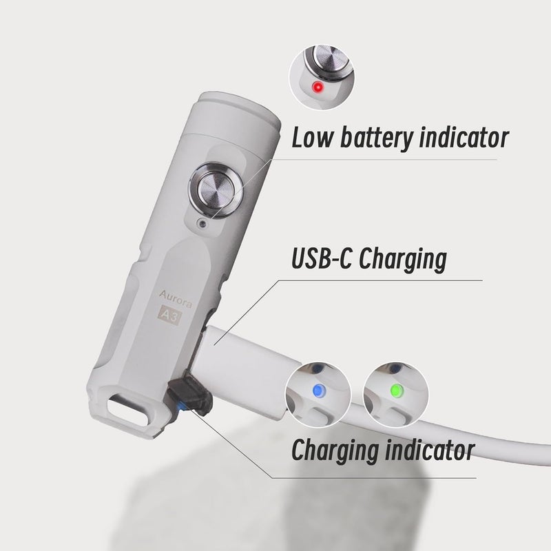 RovyVon A3 Gen 4 Keychain Flashlight - 650 Lumens, USB C Rechargeable, Water-Resistant, Lightweight for Everyday Carry, Camping, Hiking, Emergency (Mao White) - Image 2