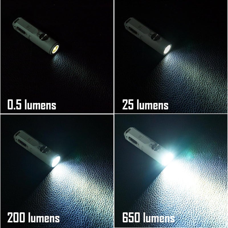RovyVon A3 Gen 4 Keychain Flashlight - 650 Lumens, USB C Rechargeable, Water-Resistant, Lightweight for Everyday Carry, Camping, Hiking, Emergency (Mao White) - Image 5