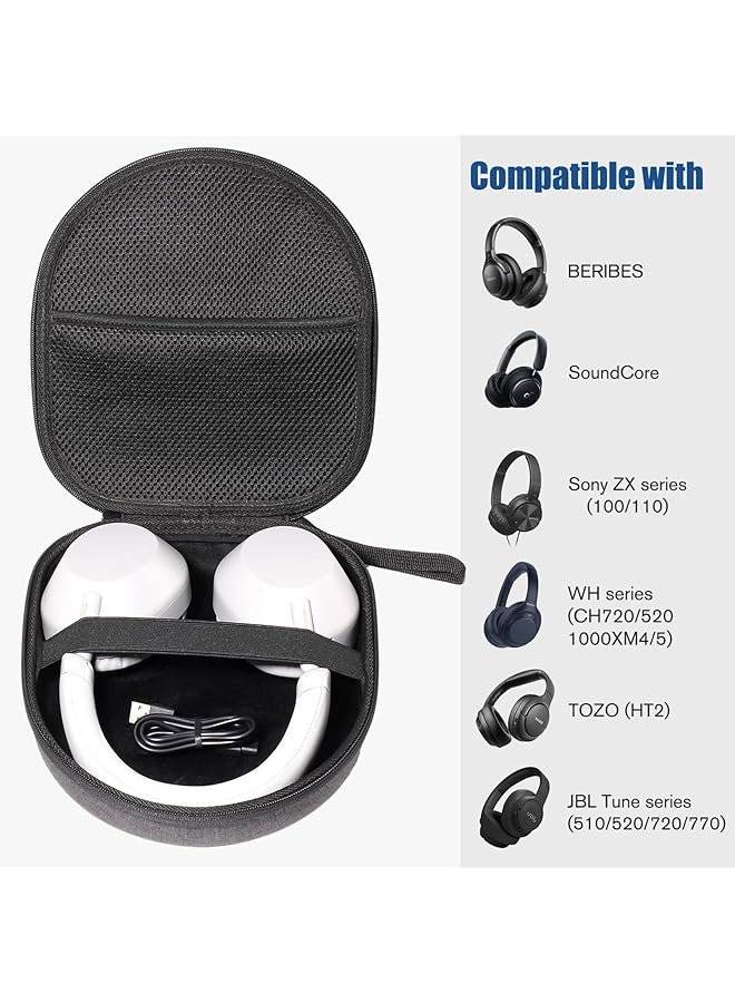 Procases Hard Eva Headphone Case For Over Ear Foldable Headphones Beribes Sony Wh Jbl Tune Tozo Travel Storage Box For Headphones Black - Image 4