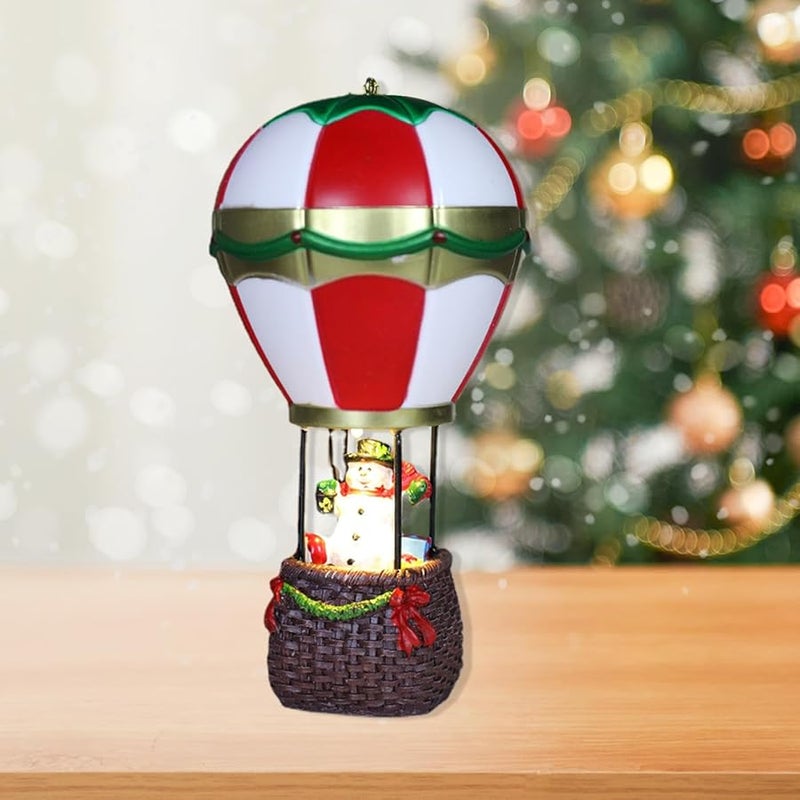 Resin Miniature Christmas Scene Kit Snowman Hot Air Balloon Santa Fireplace Party Decor - Image 5
