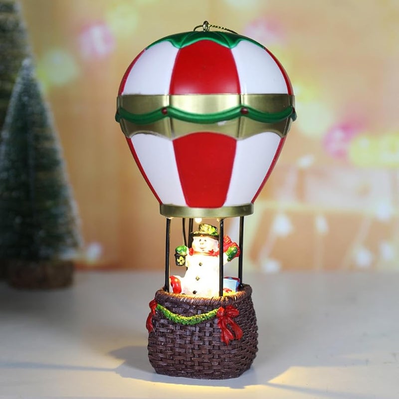 Resin Miniature Christmas Scene Kit Snowman Hot Air Balloon Santa Fireplace Party Decor - Image 4
