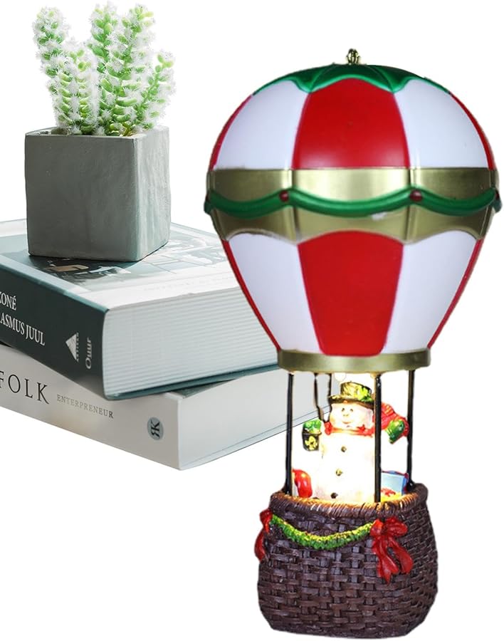 Resin Miniature Christmas Scene Kit Snowman Hot Air Balloon Santa Fireplace Party Decor - Image 2