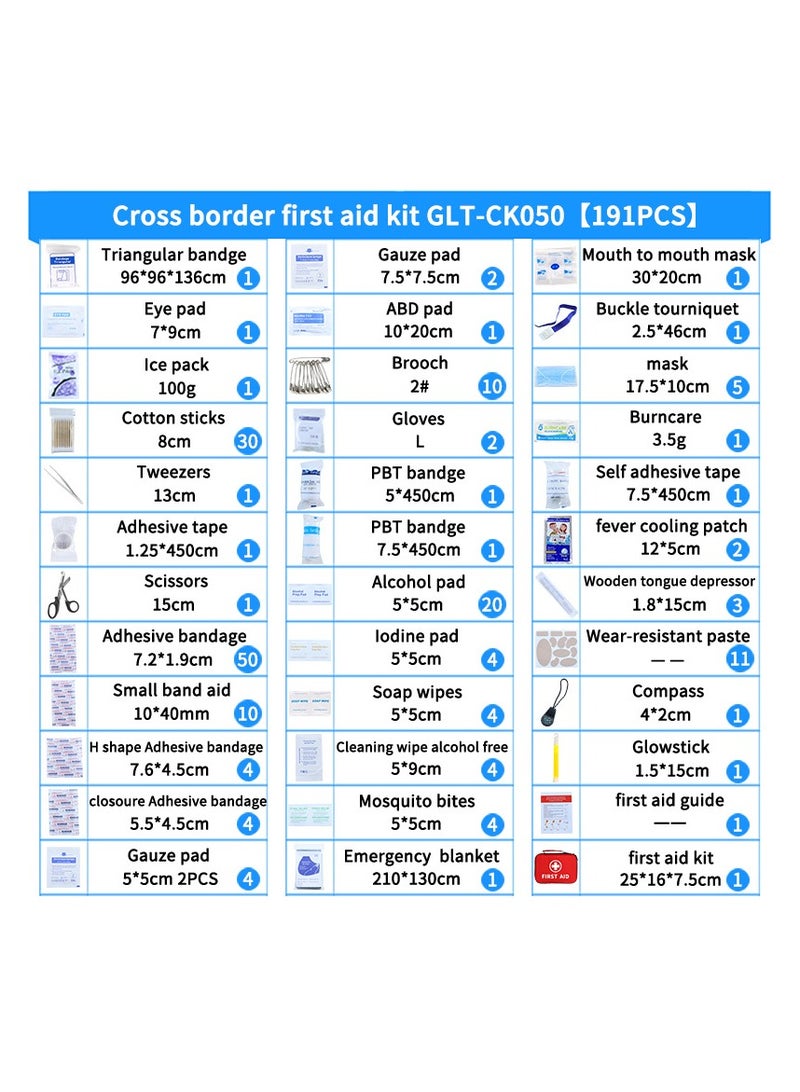 General Medi First Aid Kit - Small Compact First Aid Kit Bag(191 Piece) - Reflective Bag Design- Includes 2 x Eyewash, Instant Cold Pack, Emergency Blanket for Travel, Home, Office, Vehicle,Camping - Image 3