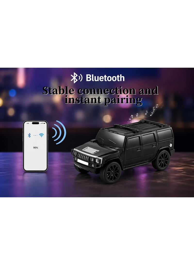 Hedge WS-590 Car Shape Bluetooth Speaker with FM Radio, USB/TF Card Support, TWS Pairing, 8W Output 1500mAh Rechargeable Battery, Portable Wireless Speaker with Hands-Free Calling Black - Image 2