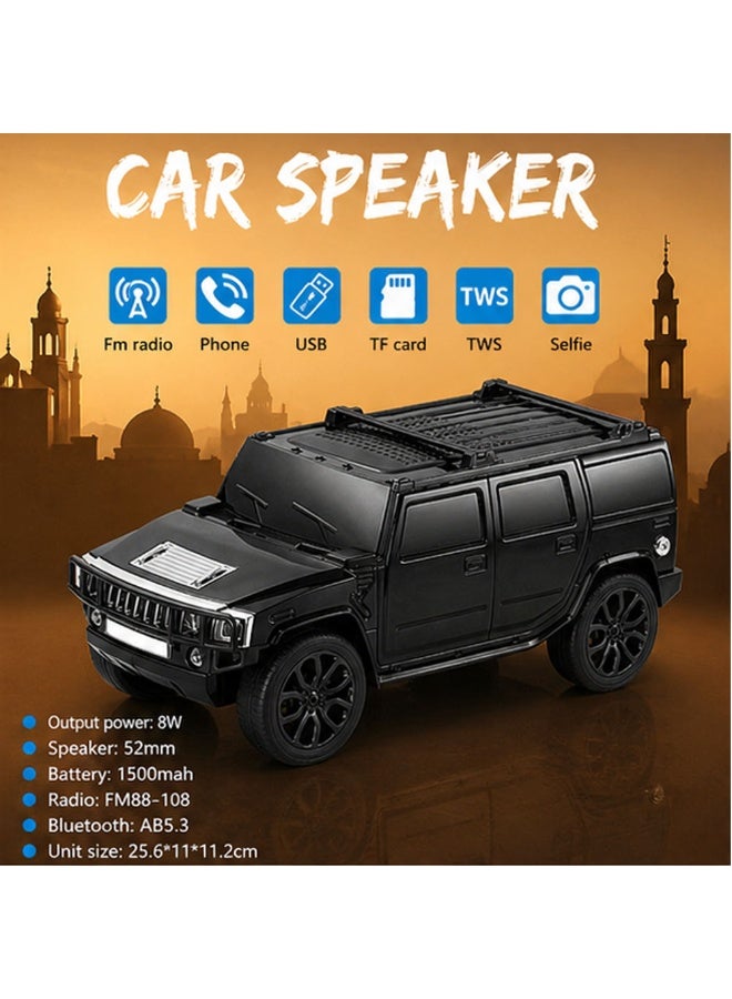 Hedge WS-590 Car Shape Bluetooth Speaker with FM Radio, USB/TF Card Support, TWS Pairing, 8W Output 1500mAh Rechargeable Battery, Portable Wireless Speaker with Hands-Free Calling Black - Image 4