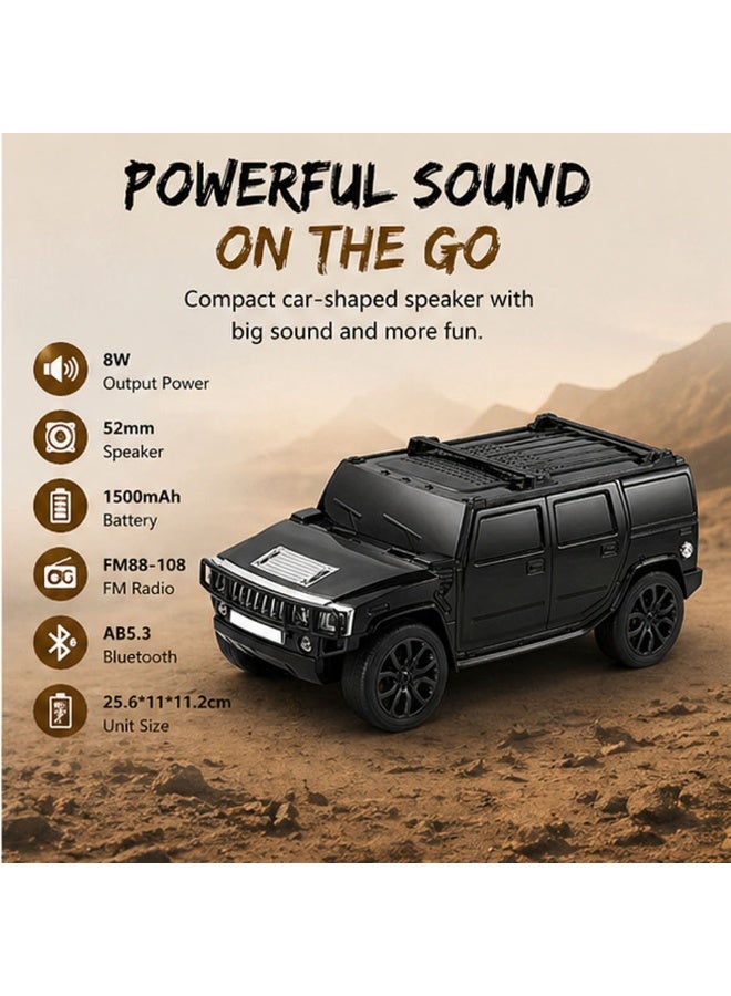 Hedge WS-590 Car Shape Bluetooth Speaker with FM Radio, USB/TF Card Support, TWS Pairing, 8W Output 1500mAh Rechargeable Battery, Portable Wireless Speaker with Hands-Free Calling Black - Image 5