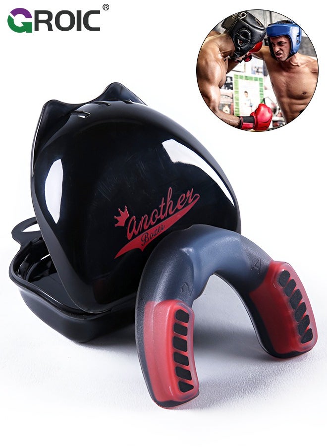 GROIC EVA Mouthguards with Case, Sport Mouth Guards Mouthguard Gum Guard, Mouthguard Slim Fit for Boxing, Basketball, Hockey, Soccer(Red)  - Image 1