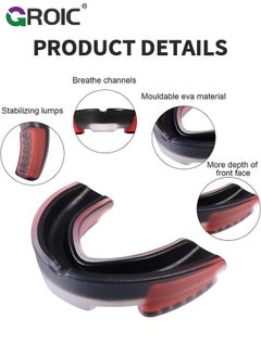 GROIC EVA Mouthguards with Case, Sport Mouth Guards Mouthguard Gum Guard, Mouthguard Slim Fit for Boxing, Basketball, Hockey, Soccer(Red)  - Image 4