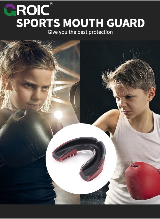 GROIC EVA Mouthguards with Case, Sport Mouth Guards Mouthguard Gum Guard, Mouthguard Slim Fit for Boxing, Basketball, Hockey, Soccer(Red)  - Image 3