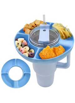 Mmmon Snack Bowl for Cup,Silicone Snack Ring For Cup 40oz Tumbler with Handle,Portable Snack Holder For Cup Accessories (Blue)  - Image 1