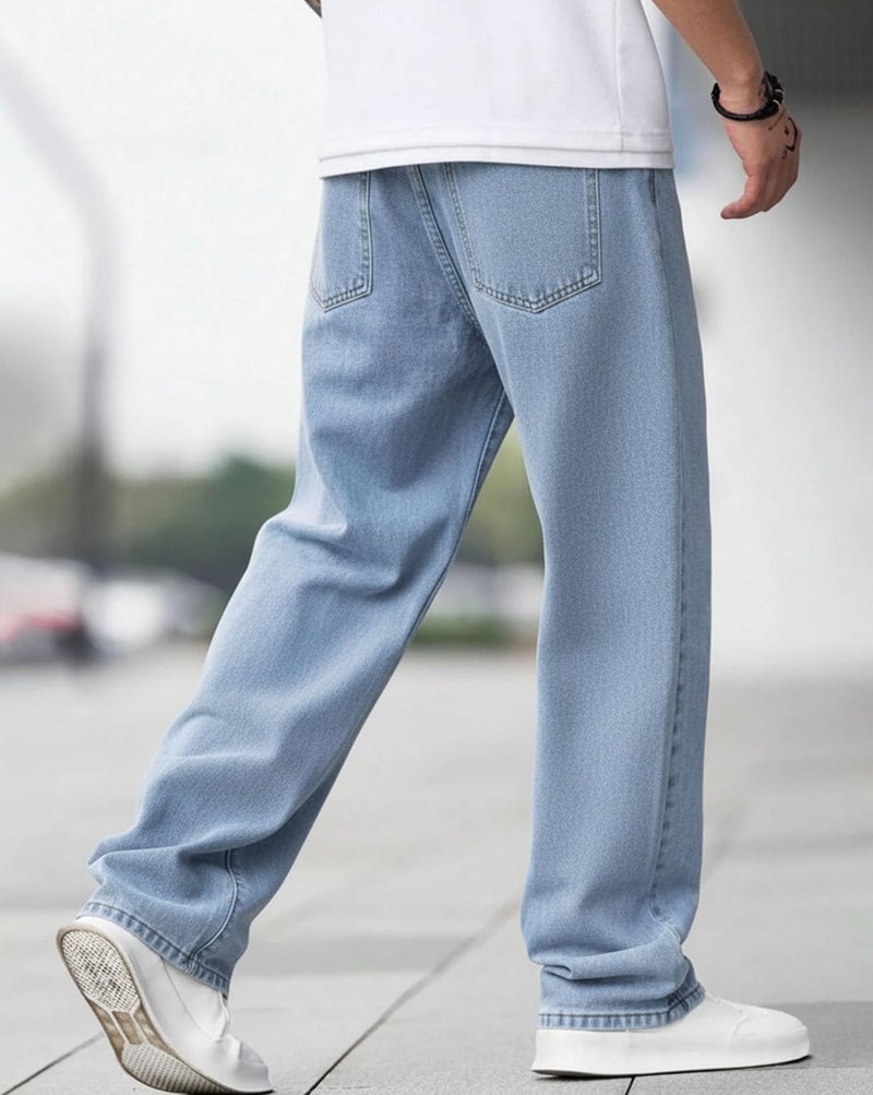 AUSK Men Jeans || Baggy Fit Jean's for Man || Loose Fit High Rise Denim || Stretchable Casual/Business Wear Jean,s || Dance Rapping Style Pant for Men || Denim Cotton Jeans - Image 3
