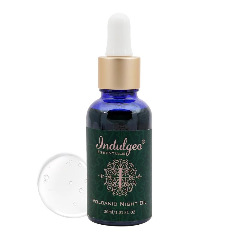 Indulgeo ESSENTIALS زيت الليل البركاني من إندولجيو إيسينشالز 30 مل يساعد في حب الشباب والبثور والبشرة الدهنية ويمنع أضرار الشمس والتسمير زيت التامانو معتمد من آيوش 100% عضوي - Image 1