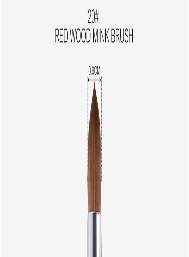 KADS 100% Kolinsky Sable Acrylic Nail Art Brush Red Wood Pen Nail Brush Size 12# 14# 16# 18# 20# Nail Art Manicure Tool Set (20#) - Image 4