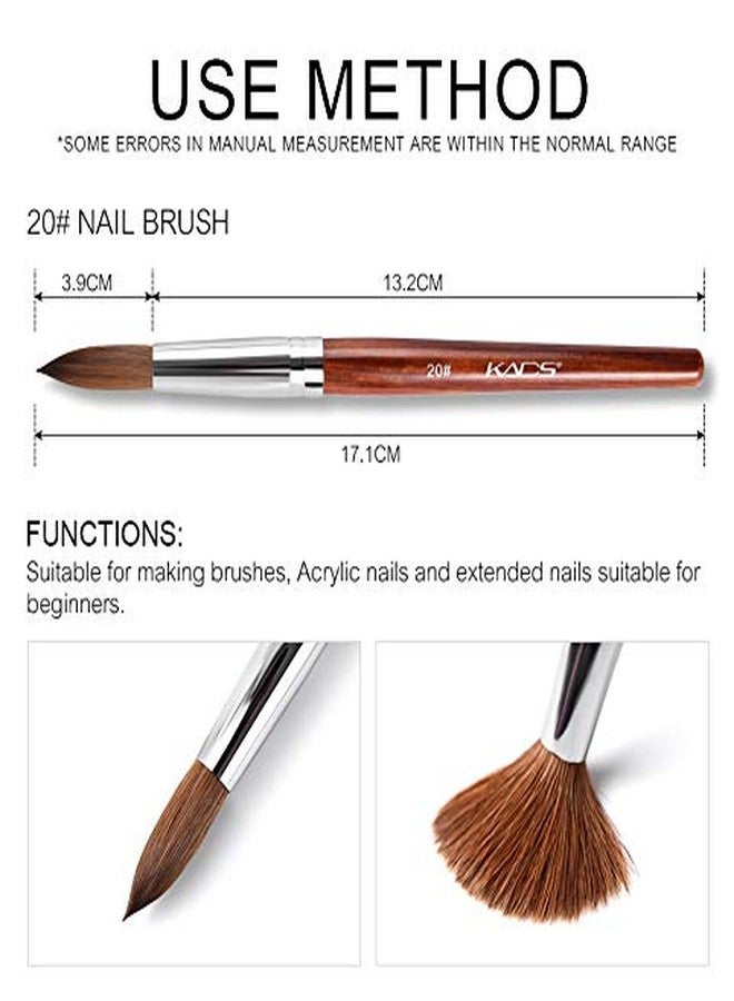 KADS 100% Kolinsky Sable Acrylic Nail Art Brush Red Wood Pen Nail Brush Size 12# 14# 16# 18# 20# Nail Art Manicure Tool Set (20#) - Image 5
