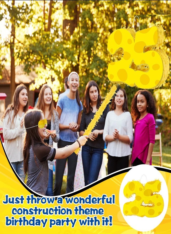 Arrowbash Yellow Sponge Number 25 Piñata for Birthday Party Decorations Anniversary Celebrations with Stick Blindfold Confetti for Birthday Party Supplies - Image 5