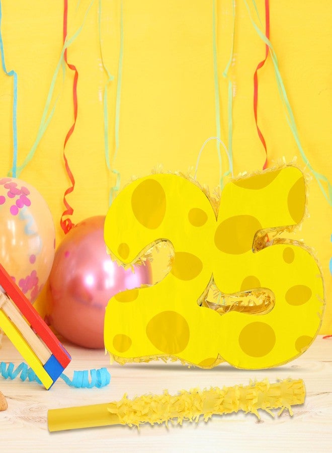 Arrowbash Yellow Sponge Number 25 Piñata for Birthday Party Decorations Anniversary Celebrations with Stick Blindfold Confetti for Birthday Party Supplies - Image 2