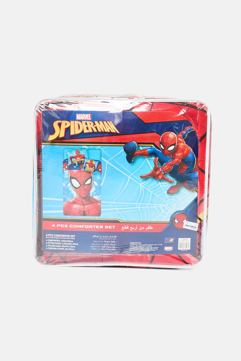 MARVEL Spiderman  Queen Size 4 Pcs Comforter Set, Red - Image 1