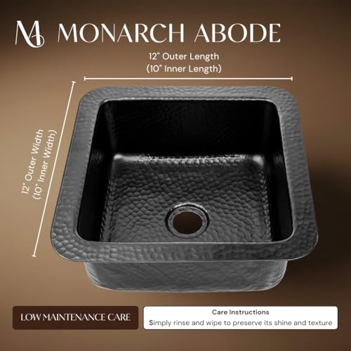 Monarch Abode حوض تحضير بار مزدوج التركيب من الألمنيوم الأسود غير اللامع مقاس 12 بوصة من مونارك أبود - Image 2