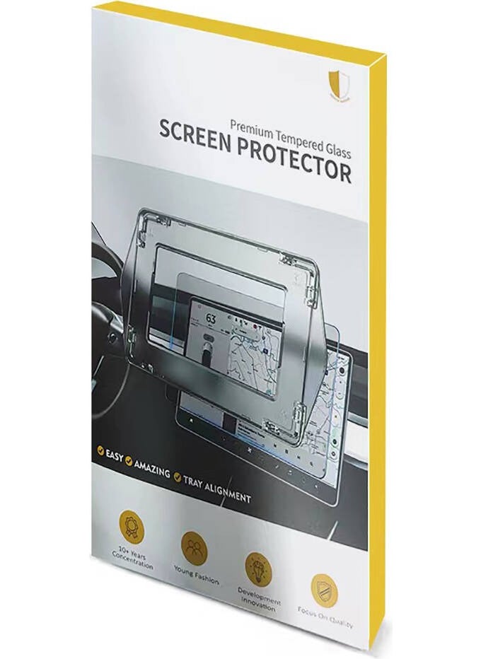 FUJİMAX FUJIMAX Tesla Model S Car Multimedia Screen Protector Zore Premium Tempered Glass Screen Protector with Ar Oleophobic Application Device  - Image 2