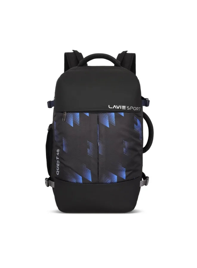 Sport Quest 45L Laptop Overnighter Backpack|Raincover| For Men & Women  |Boys & Girls (Black)