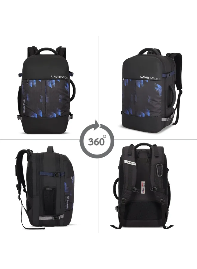 Lavie  Sport Quest 45L Laptop Overnighter Backpack|Raincover| For Men & Women  |Boys & Girls (Black)  | Best Price UAE
