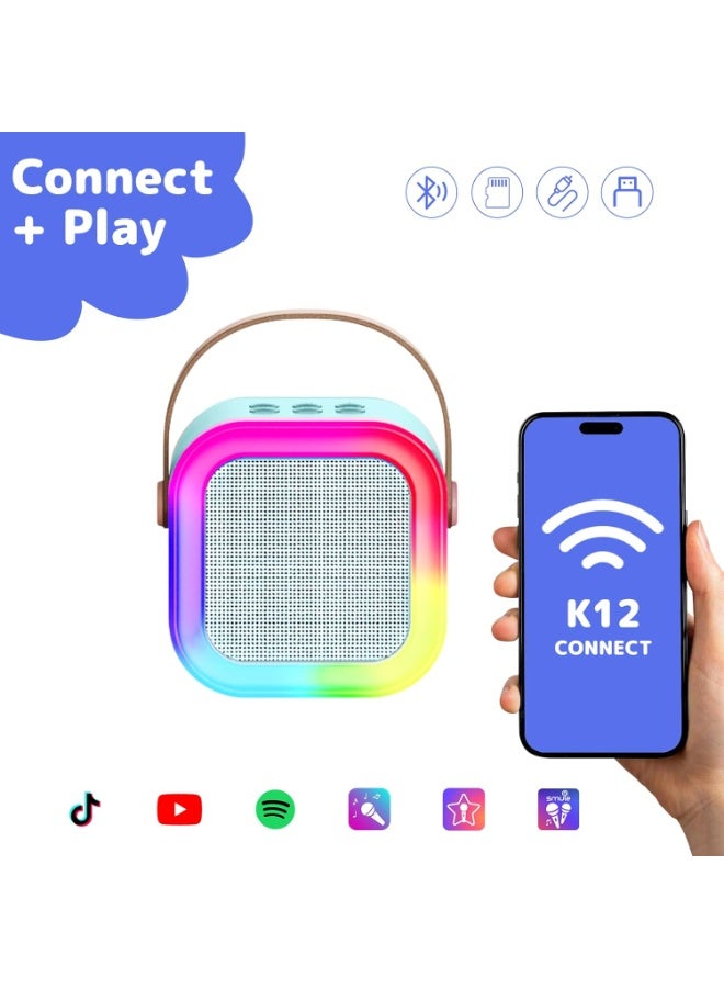 Mini Karaoke Machine with 2 Microphones  Portable Bluetooth Speaker with Voice Effects & LED Lights - Image 2