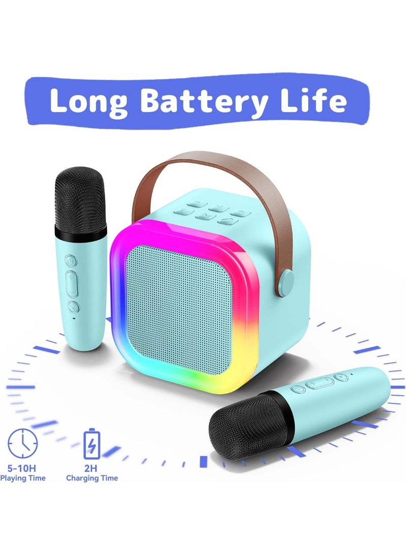 Mini Karaoke Machine with 2 Microphones  Portable Bluetooth Speaker with Voice Effects & LED Lights - Image 4