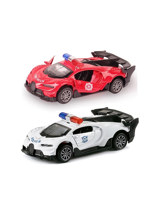 Galaxy 1:32 BUGATTI CHIRON POLICE Pull Back Die-Cast Car, Light and Sound, 2 Door Opening, Assorted Color, 10-15 cm, Friction Powered, Battery Included