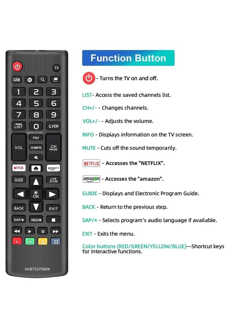 AKB75375604 Universal Remote Control Replacement for LG 4K LCD LED UHD Smart TVs - Image 5