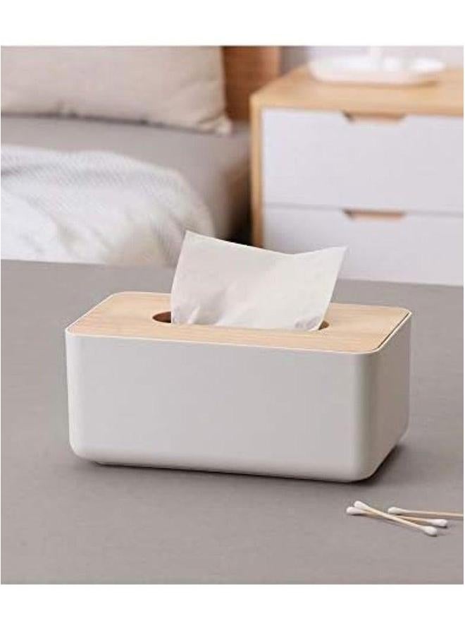 HOMESTAR Tissue Paper Box White/Wooden  - Image 2